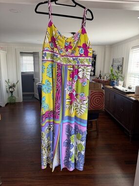 London Times Floral Maxi Dress in Yellow, Pink, Blue